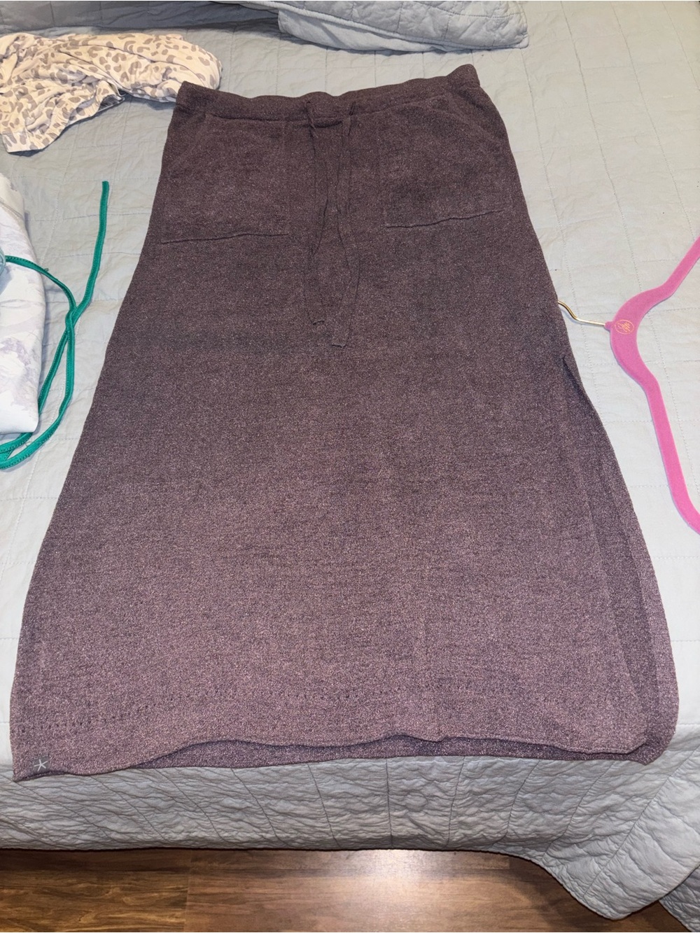 Barefoot Dreams Heathered Mauve Pull-On Maxi Skirt